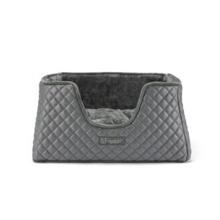 非公開: ペット用ベッド NANDOG ヴィーガンレザー キルティングベッド ダークグレー