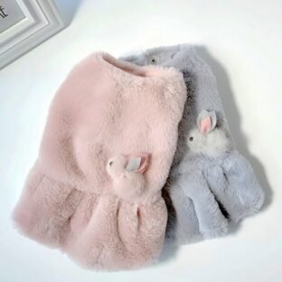 犬服　ワンピース うさぎフワフワ　ファーワンピ