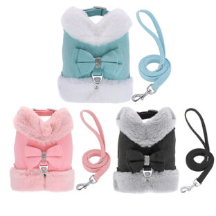 非公開: フェイクファーハーネス&リードセット キラキラリボン