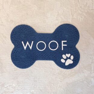 WaggingTailsペットボウルマット WOOF/インディゴ