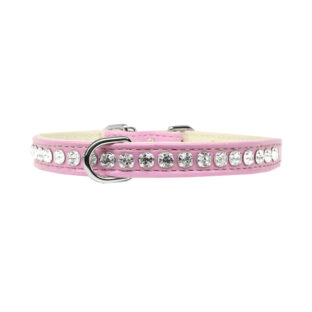 クロコ調キラキラストーン ドッグカラー 犬用首輪 ライトピンク