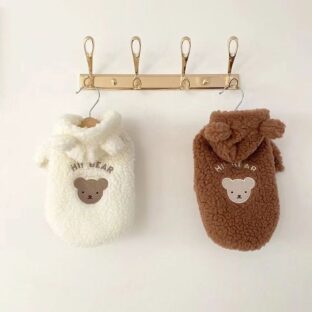 犬服　冬用アウター　くま耳　ボアフリース