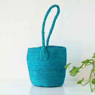 松野屋 サイザル ワンハンドル ミニかごバッグ / ターコイズ