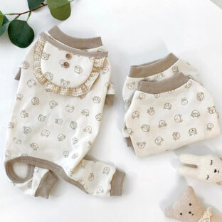 犬服　スタイ付 ロンパース つなぎ パジャマ