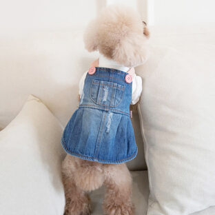 犬服　デニムジャンパースカート