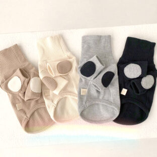 犬服　エルボーパッチ　ハイネック 長T トップス