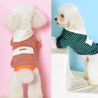 【犬服】ペット服 ラガーボーダーパーカー　背中ポケット
