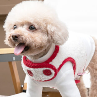 ふわもこボア ハーネスベスト マジックテープ簡単装着! レッド