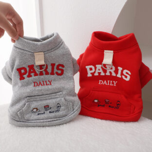 犬服 トレーナー PARISアップリケ 2カラー グレー / レッド